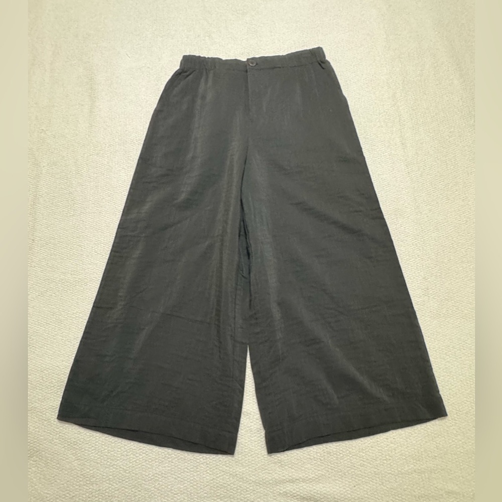 Bitte Kai Rand Size M Black Linen Blend Wide Legs High Rise Cullotte Pants - Picture 15 of 16